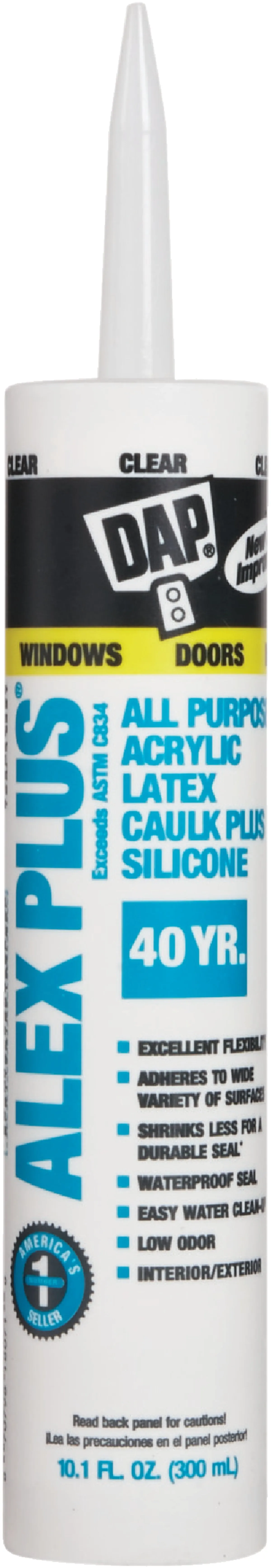 12 Pack of 10.1 oz Dap 18071 Alex Plus Clear All Purpose Acrylic Latex Caulk Plus Silicone