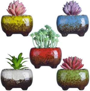 4.7 Inch Succulent Planter Pot Cute Modern Ceramic Cactus Glaze Flowers Pots with Drainage