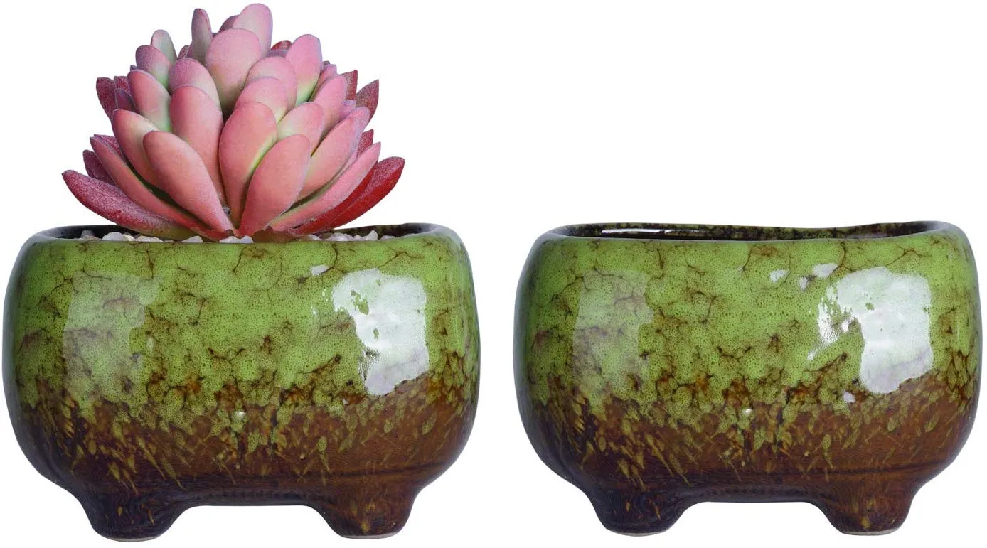 4.7 Inch Succulent Planter Pot Cute Modern Ceramic Cactus Glaze Flowers Pots with Drainage