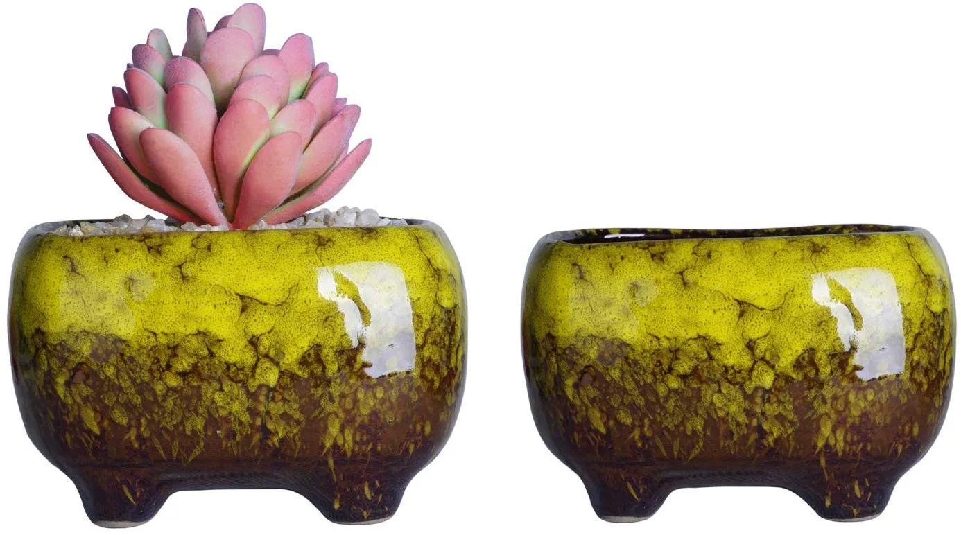 4.7 Inch Succulent Planter Pot Cute Modern Ceramic Cactus Glaze Flowers Pots with Drainage