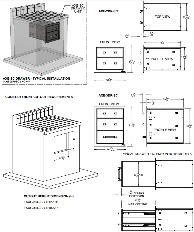 Alfresco 17-Inch Stainless Steel Two Tier Storage Drawers