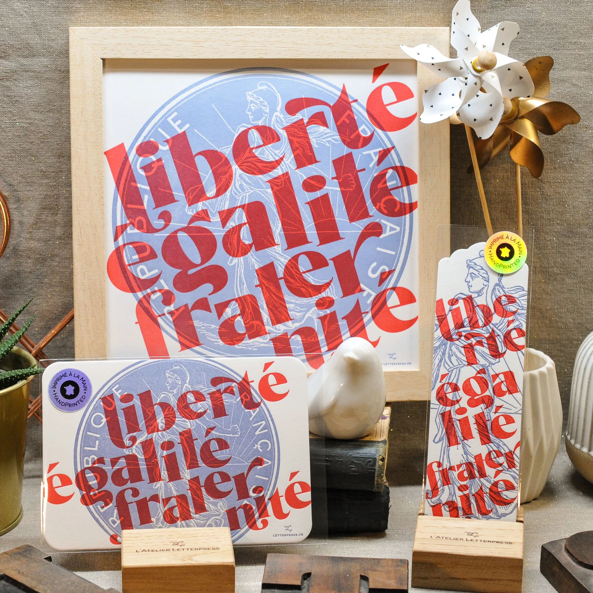 Carte Letterpress Liberté Égalité Fraternité