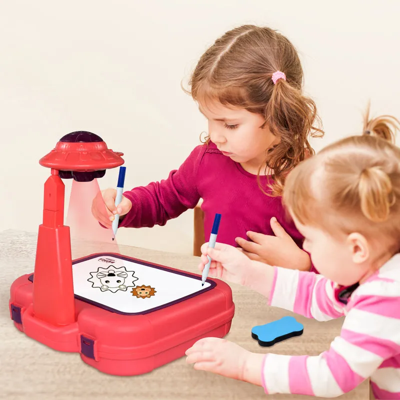 Children's LED Projector Suitcase Drawing Table Educational Toy