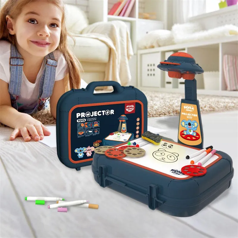 Children's LED Projector Suitcase Drawing Table Educational Toy