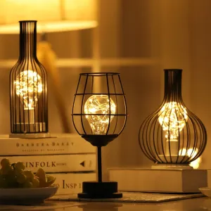 Creative Holiday Retro Iron Art Minimalist Hollow Table Lamps - Vintage Iron Shell Lamp Decoration for Home