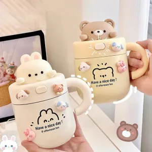 Cute Bear Straw Bottle