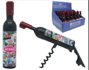 Miami South Beach Magnets Corkscrew Opener, Retro Collage Design, Souvenir Gift - Fridge & Home Magnet 1 Count (Random Style Pick)