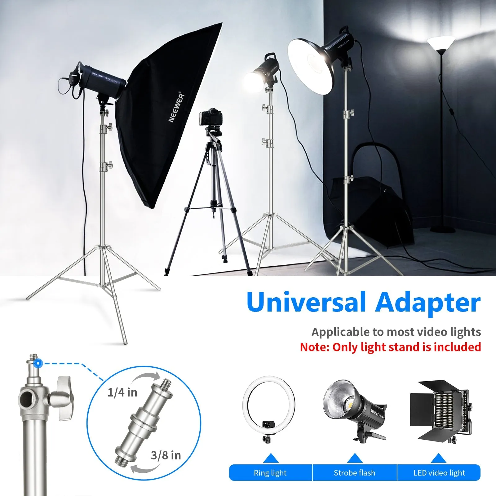 NEEWER 300cm Stainless Steel Photography Light Stand