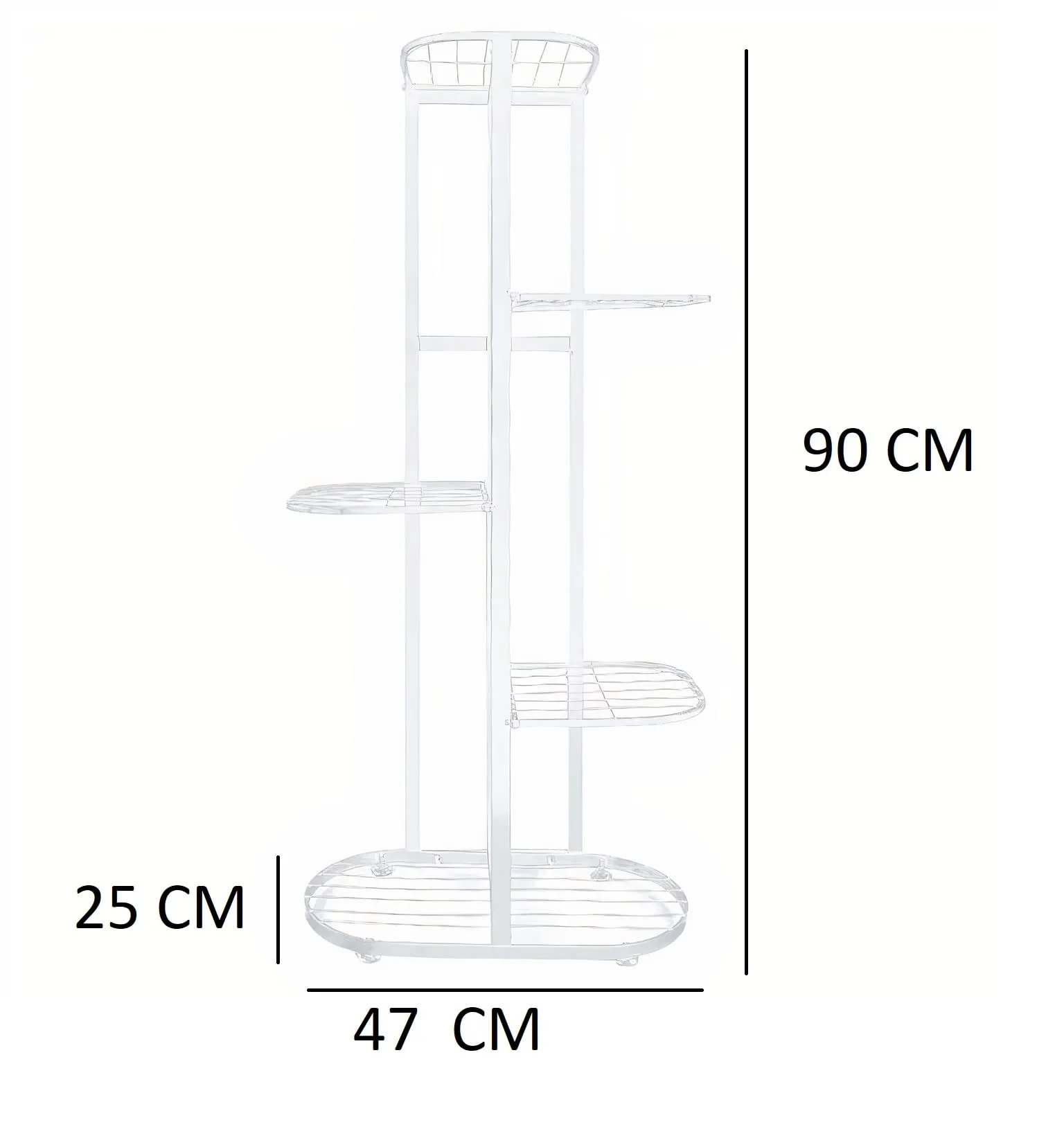 Trendy Decor Attractive Multi Tired Plant Stand Indoor/Outdoor, Multipurpose Stand, Racks, Planter Stand (90X25X47) (White)